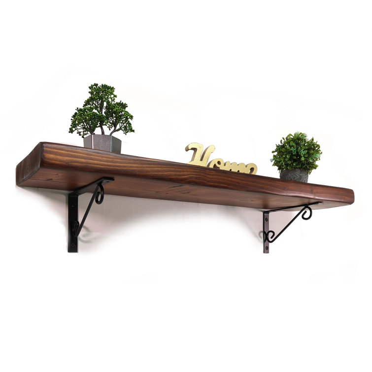 ClassicLiving Wooden Rustic Shelf With Bracket WOP 220Mm 9 Inches Dark